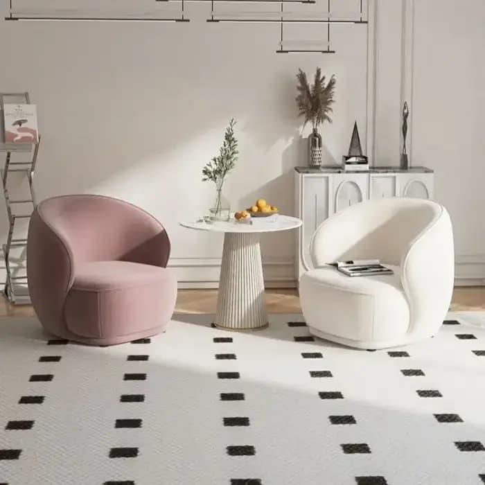 Canapé individuel de style crème luxe léger, petite taille, table et chaise pour salon de beauté, hô