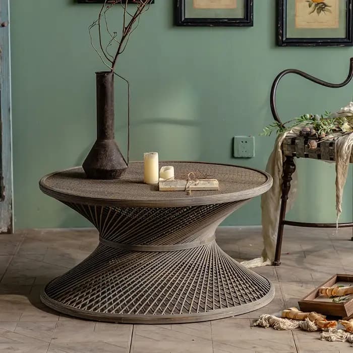 Table basse Vintage américaine Unique ronde du milieu du siècle