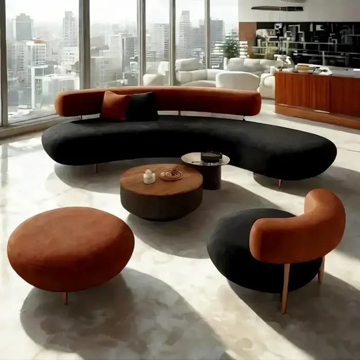 Canapés de salon ronds incurvés Pouf fauteuil canapé paresseux bureau