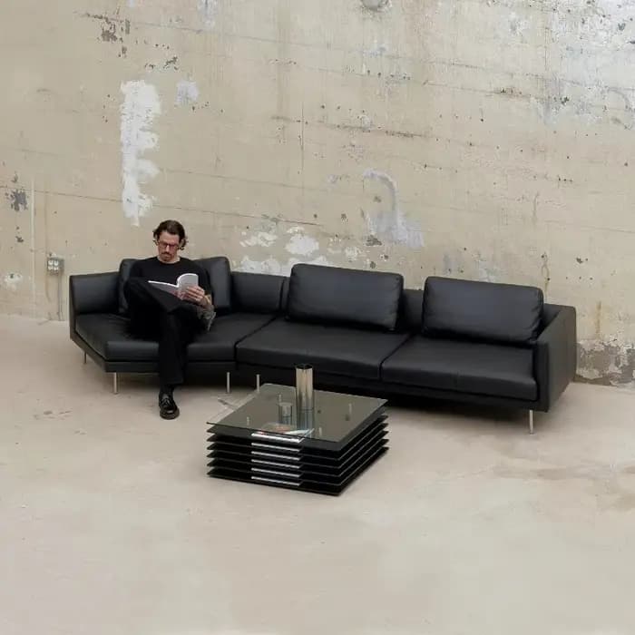 Table basse en verre noir avec rangement pour salon et hôtel