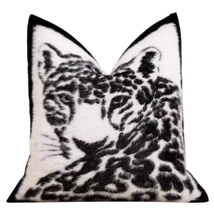 Juste de coussin guépard noir et blanc, taie d'oreiller légère, luxe, style antique, salon, décorati