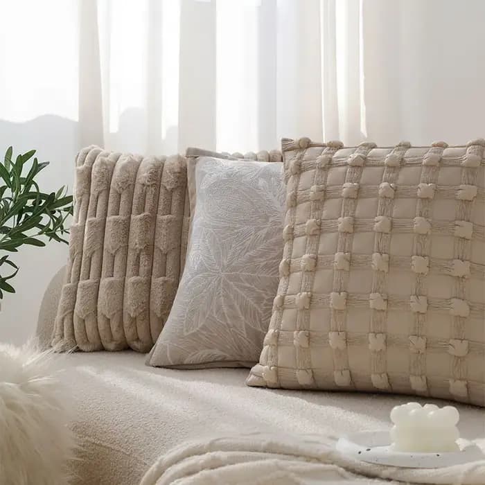 Juste de coussin en peluche douce de style nordique