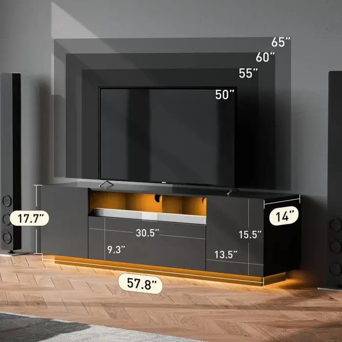 GALAXHERO Meuble TV pour centre de divertissement TV 65 pouces avec armoire de rangement Console TV