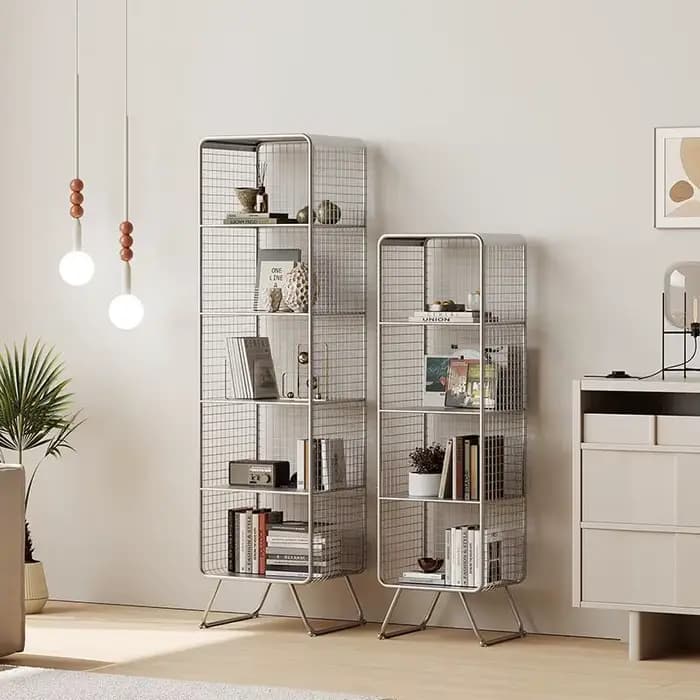 Bibliothèque de style nordique, étagère de rangement en métal à plusieurs niveaux, gain de place, or