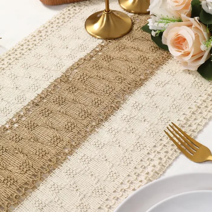 Chemin de Table Boho pour décoration de maison d'été avec glands