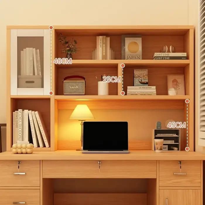 Bureau d'ordinateur, bibliothèque de bureau, Table intégrée, bureau d'écriture pour chambre à couche