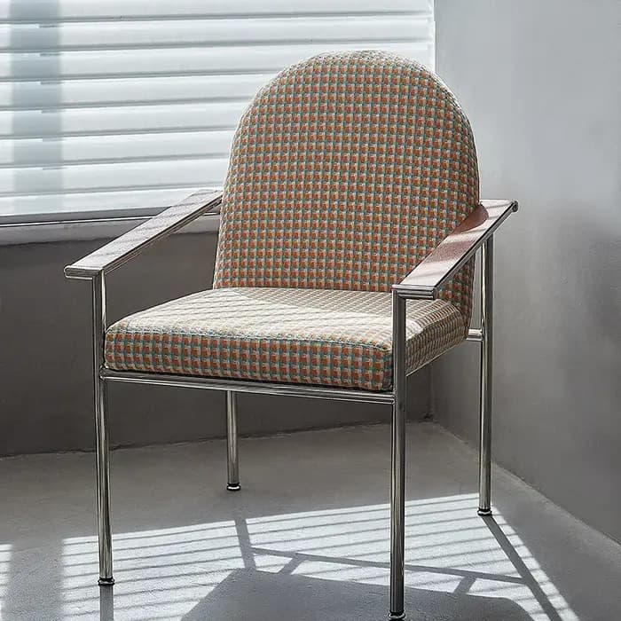 Chaises de Luxe en Métal avec Dossier Ergonomique pour Salon, Fauteuils Confortables et Modernes, Me