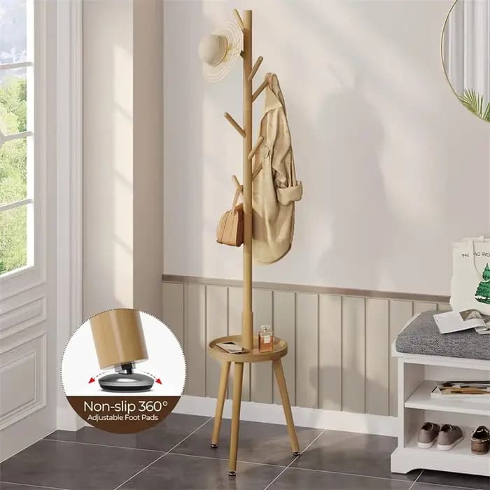 Crochets en bois pour manteau sur pied T1, manteau sur pied, vêtements, arbre avec 8 crochets pour c