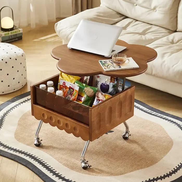 Table basse de luxe européenne sur roulettes