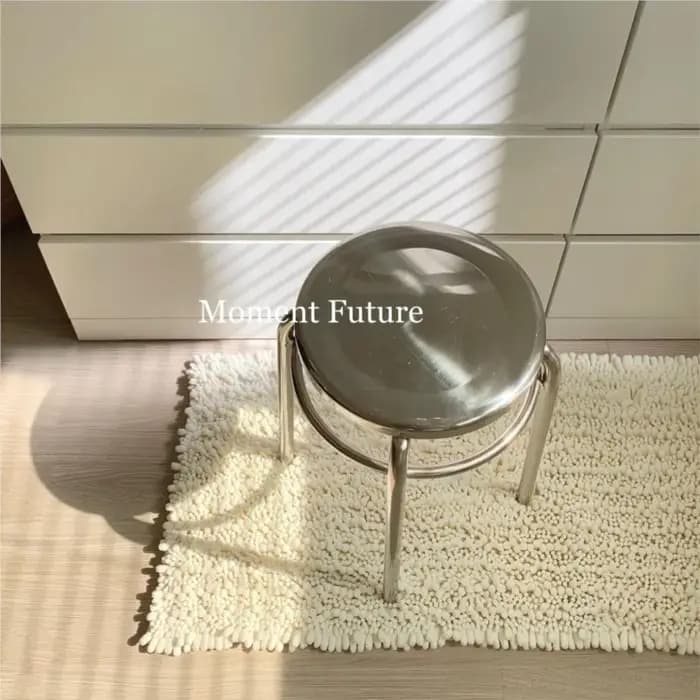 Fauteuil de loisirs individuel MOMO, tabouret rond en acier inoxydable argenté, chaise design modern