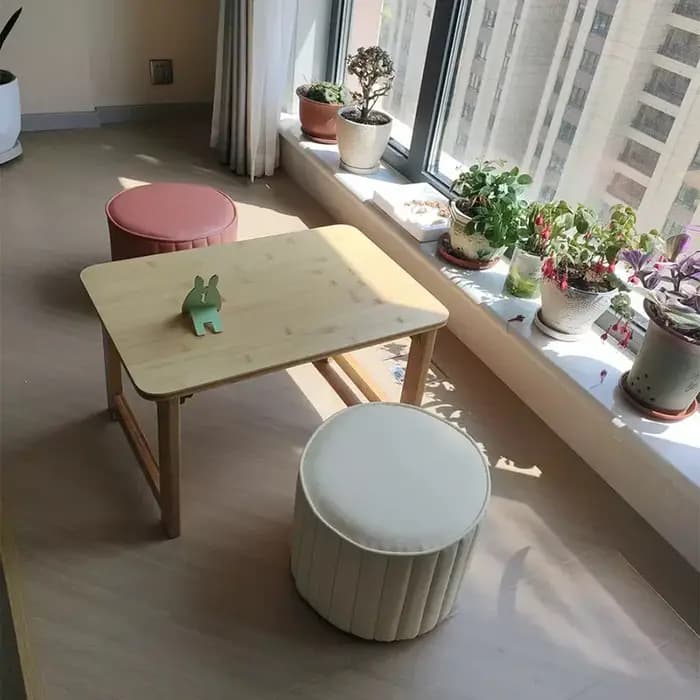 Table pliante en bois, baie vitrée japonaise, balcon, table basse, tatami, maison, chambre à coucher, lit, ordinateur, bureau d'étude, support divers pour Tatami