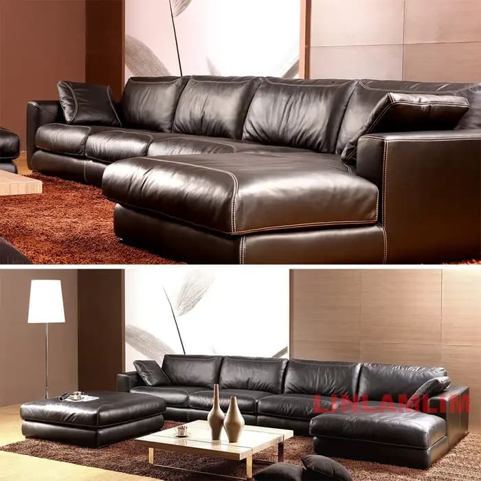 Canapé sectionnel de luxe en cuir véritable