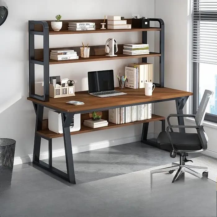 Bureau d'ordinateur stable avec étagère intégrée