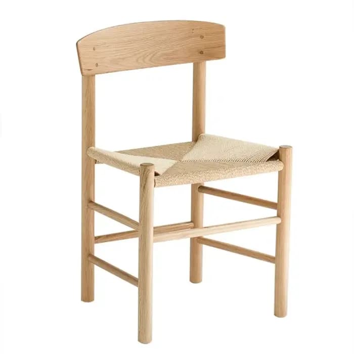 Chaise de Salle à Manger en Bois Massif, Siège Tissé en Corde, Décontracté, Style Japonais, Danois,