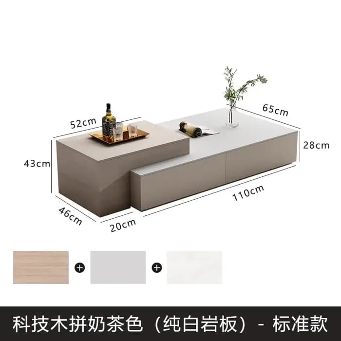 Tables basses relevables pour salon, design moderne, tables basses rectangulaires blanches, rangemen