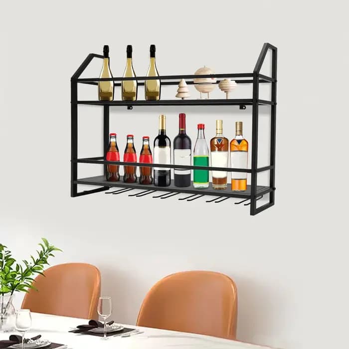 Étagère à vin de Bar, porte-bouteille mural, 20 bouteilles et 7 gobelets, haute qualité
