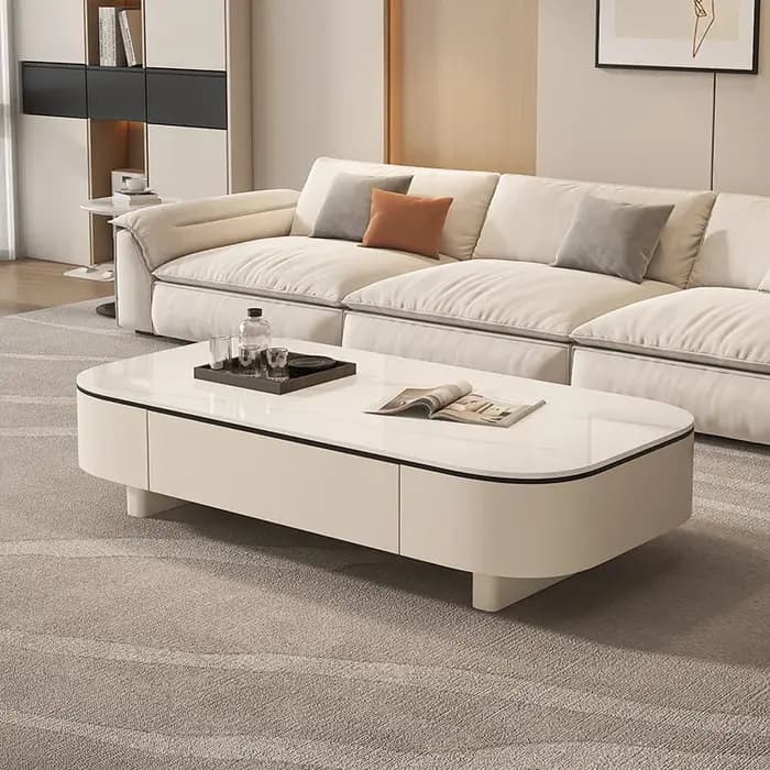 Table basse rectangulaire moderne avec rangement, style tendance, pour salon, table d'appoint de can