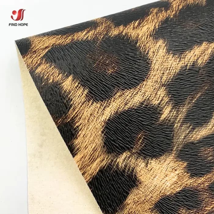 Tissu en similicuir PU motif léopard pour couture