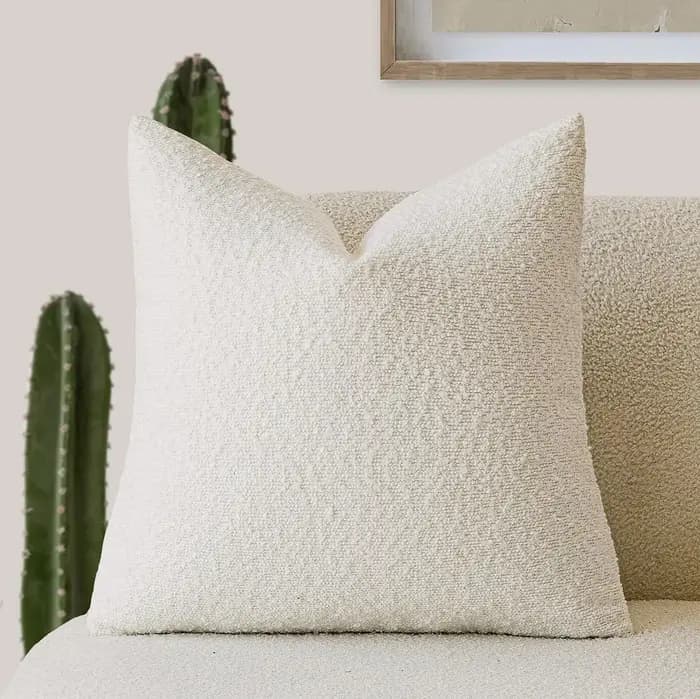 Housse de coussin à boucle solide, gris ivoire, Camel, Design doux bouffant, Texture, taie d'oreille