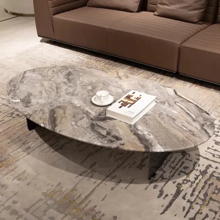 Table basse ovale nordique Design organisateur Tables minimalistes italiennes marbre Premium Mesa De Centro De Sala meubles De maison