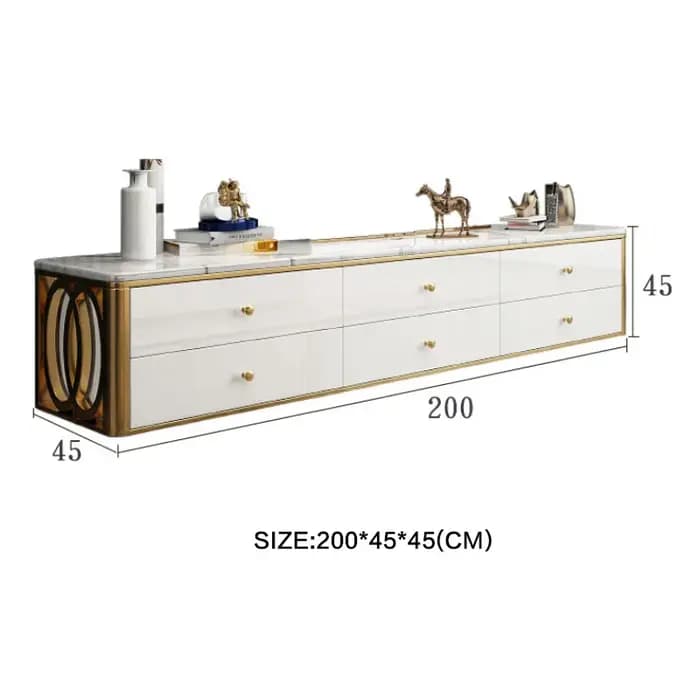 Meuble TV en marbre de style moderne, ensemble combiné de table à thé, meubles légers de luxe en tit
