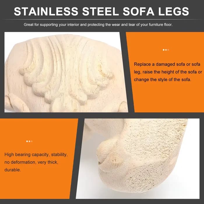4 pièces pieds de meubles en bois massif sculpté Rose