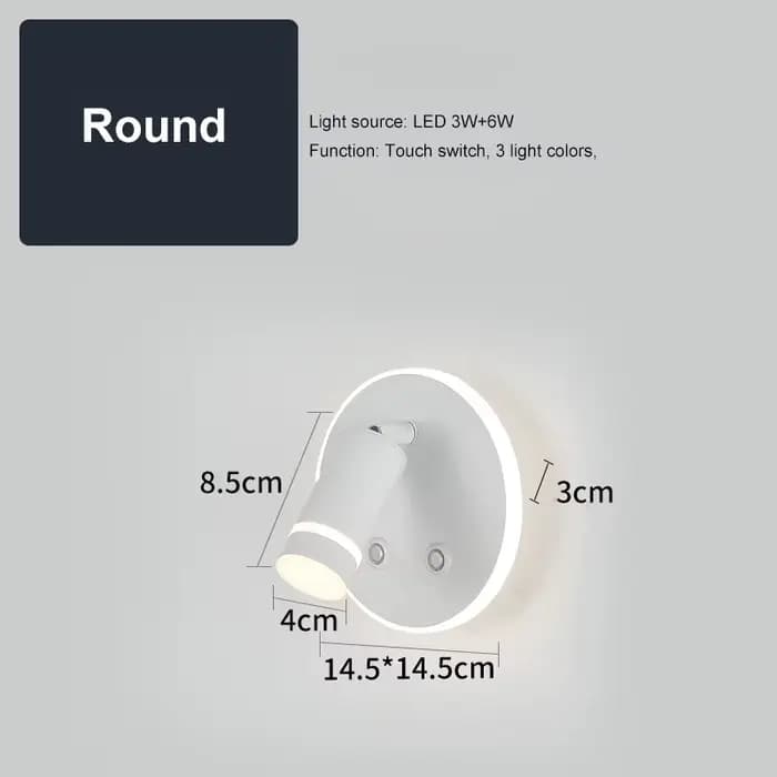 Lampe murale de lecture avec chargement USB, éclairage d'ambiance rond pour chevet, décoration intér