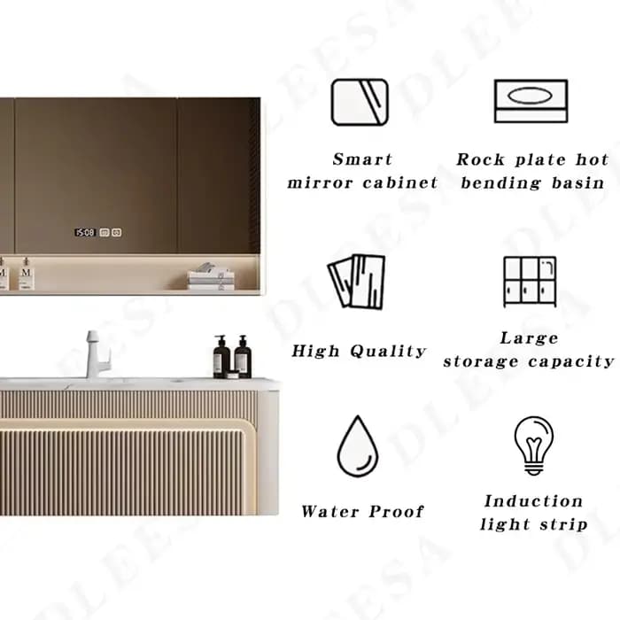 Meubles de salle de bain modernes en bois avec vasque intégrée
