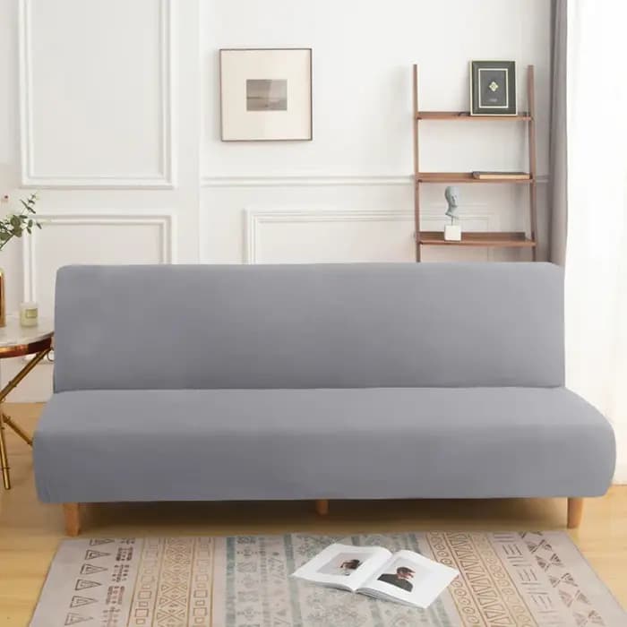 Housse de canapé-lit de couleur unie, haute élasticité, sans accoudoirs, amovible, lavable en Machin