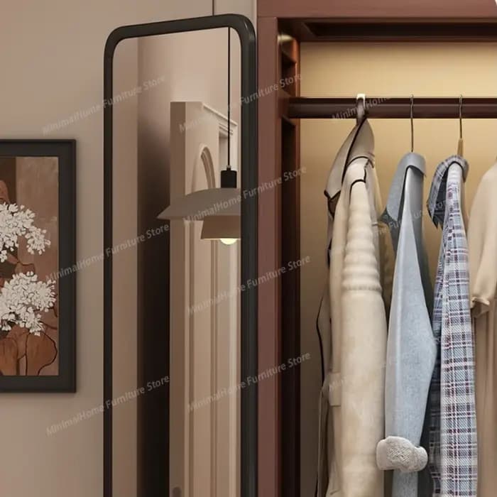 Armoire en bois massif amovible avec miroir, placard rotatif pour vêtements, meuble de chambre à cou