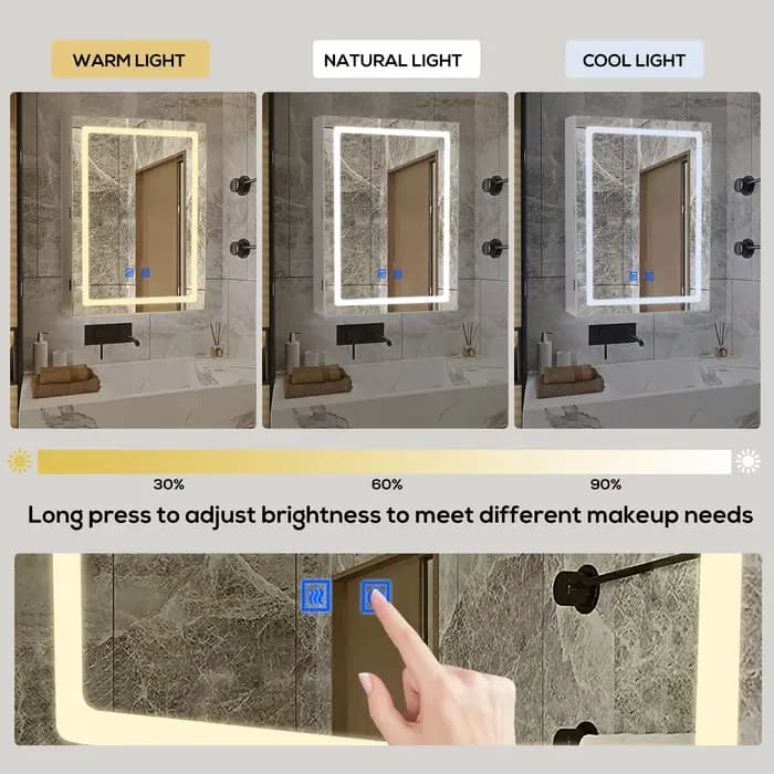 VOWNER HOMedicine-armoire avec lumières LED et miroir, avec étagère réglable, dél'offre buage, mode