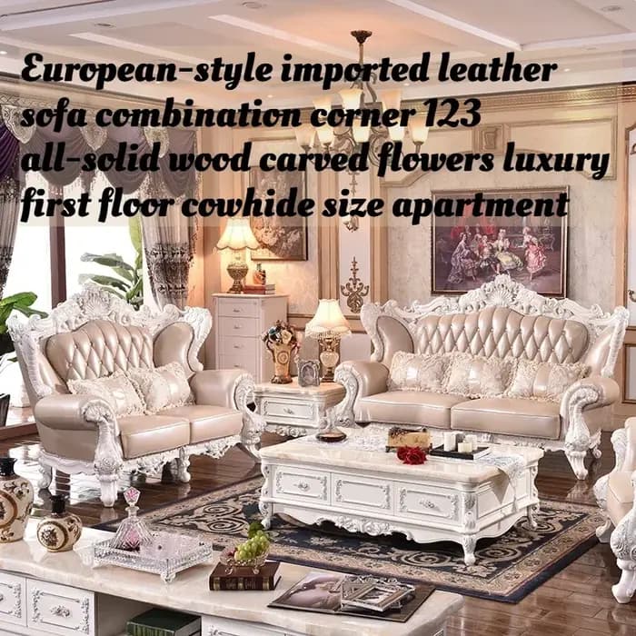 Ensemble de canapés d'angle 3 pièces de luxe européen en cuir pleine fleur de qualité supérieure