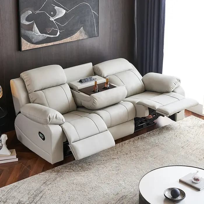 Ensemble de canapé inclinable électrique moderne en cuir PU avec cadre en bois, meubles fonctionnels