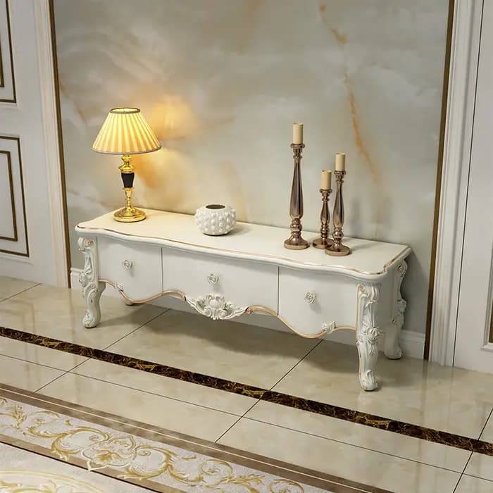 Meuble Tv esthétique français classique de luxe Premium avec tiroirs