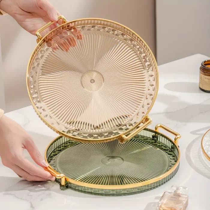 Plateau de rangement rond à Double oreille 1 pièce – Accent décoratif pour table basse