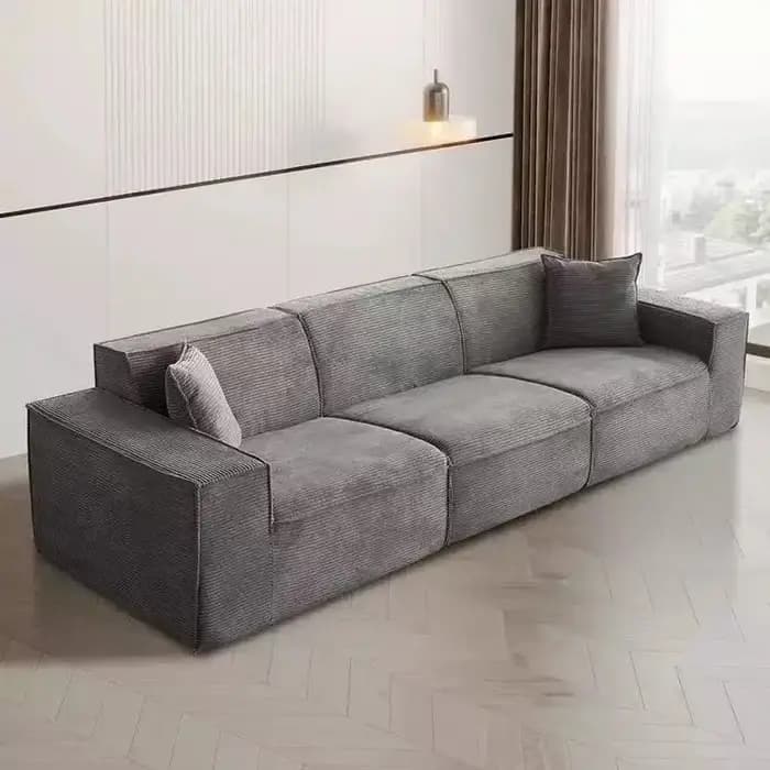 Canapé en tissu compressé velours côtelé, petite unité, rangée droite, canapé entièrement en éponge,