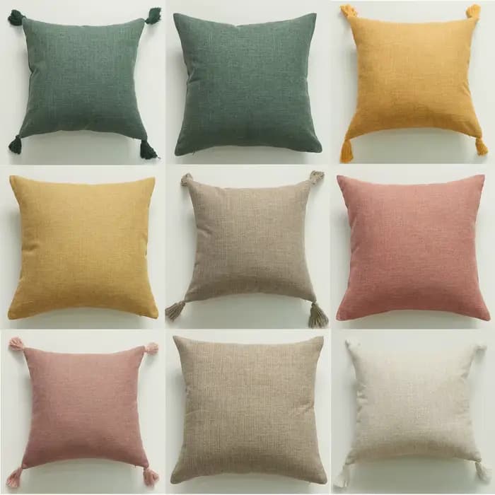 Juste de coussin décorative en lin jaune pour canapé