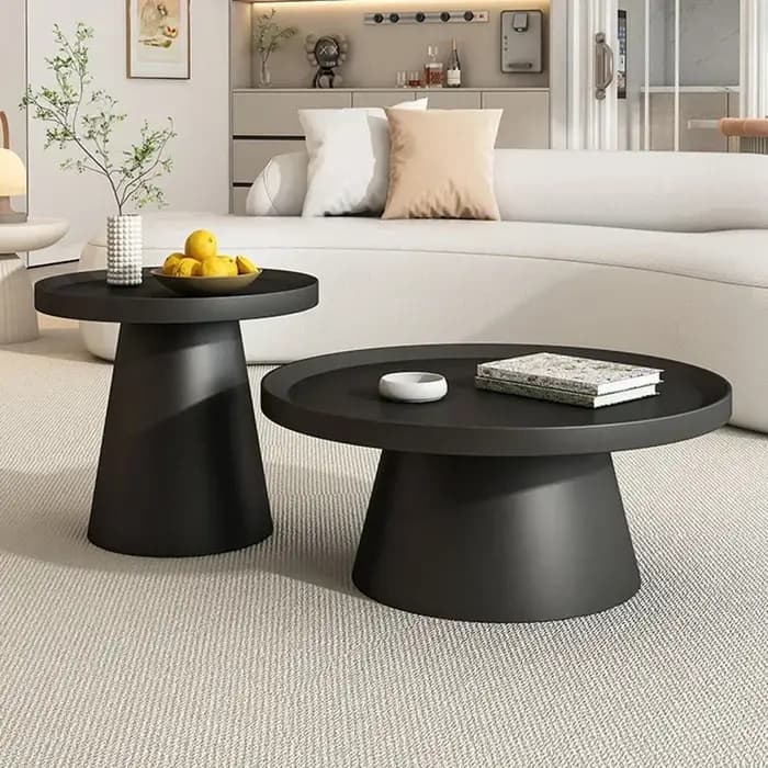Plateau esthétique Tables basses ornements noirs Table basse réglable Simple ronde minimaliste Mesa Centro Salon meubles de maison