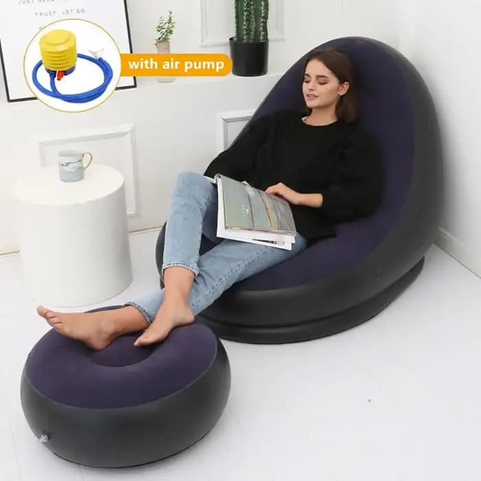 Nouveau canapé gonflable en peluche pour les paresseux canapé-lit pliable en plein air chaise allongée pratique avec pieds banc chaud
