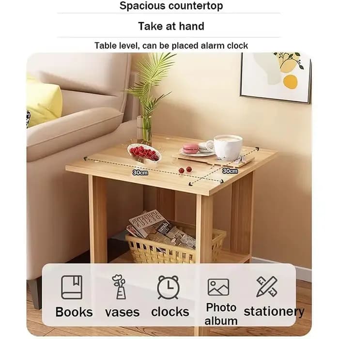 Table de chevet Simple en bois massif, table de nuit Double couche, salon, canapé, Table d'appoint,