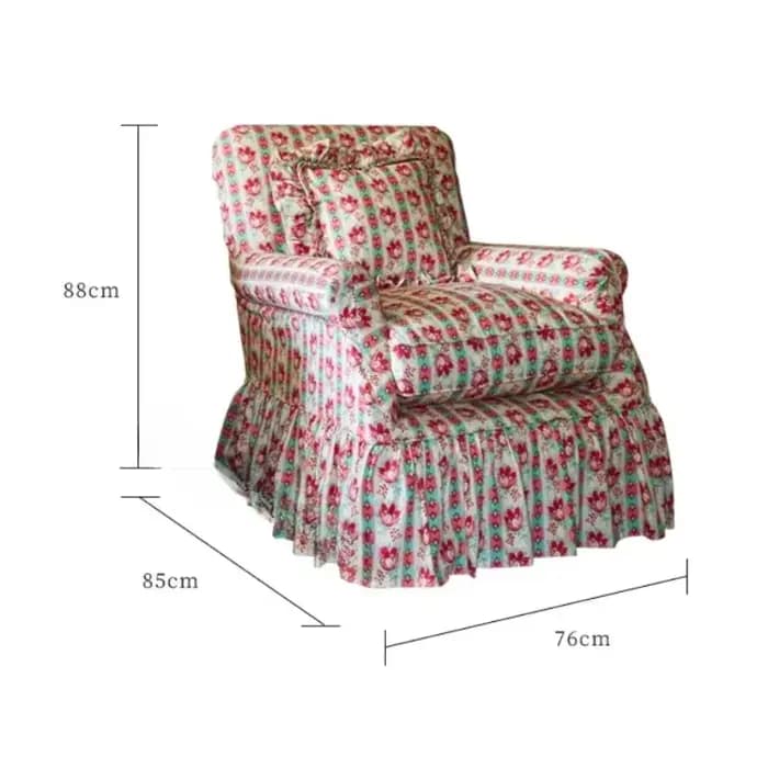 Canapé de salon en tissu floral, fauteuil de loisirs rétro français, chaise individuelle en lin impr
