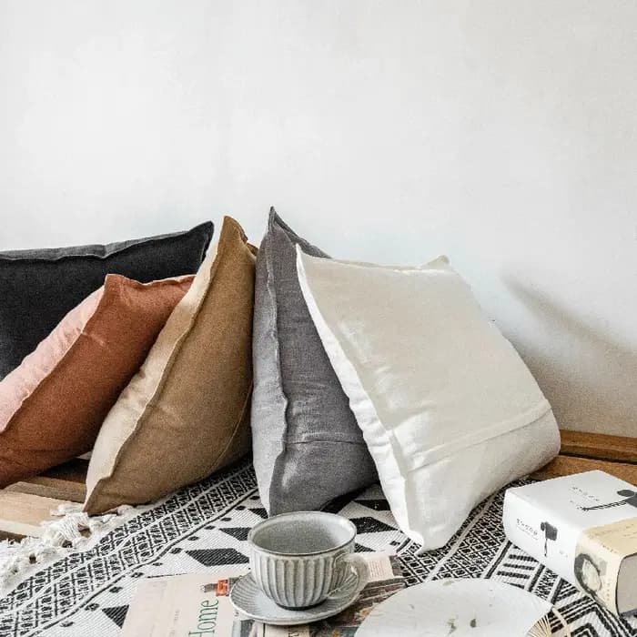 Housse de coussin de canapé en coton et lin épais