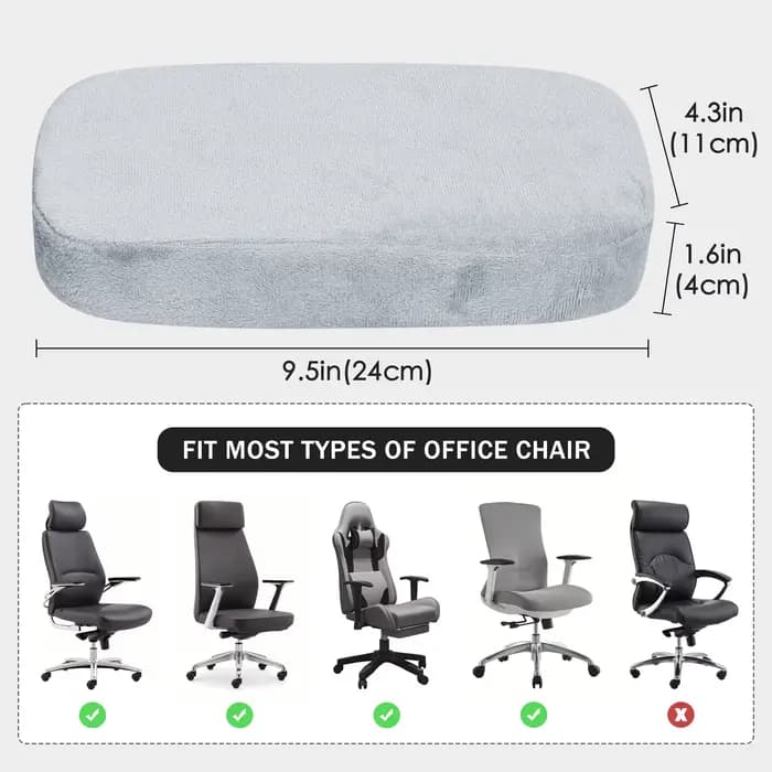 Housses d'accoudoir de chaise de bureau pour coudes et avant-bras, ensemble de 2 pièces en velours é