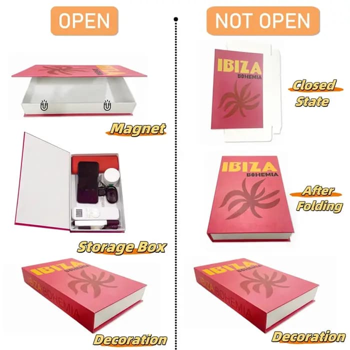 Boîte de rangement de faux livres de luxe ouvrable