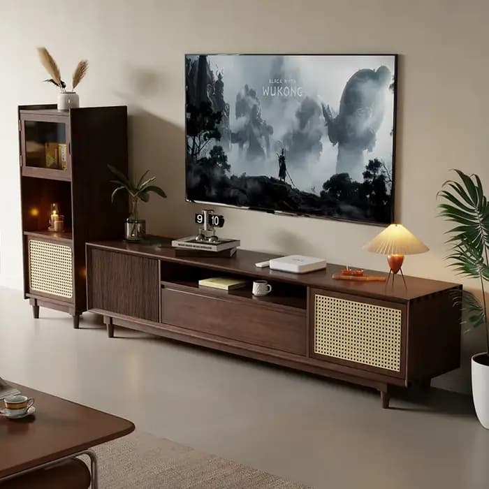 Porte Vintage longue meuble Tv décoration marron salon