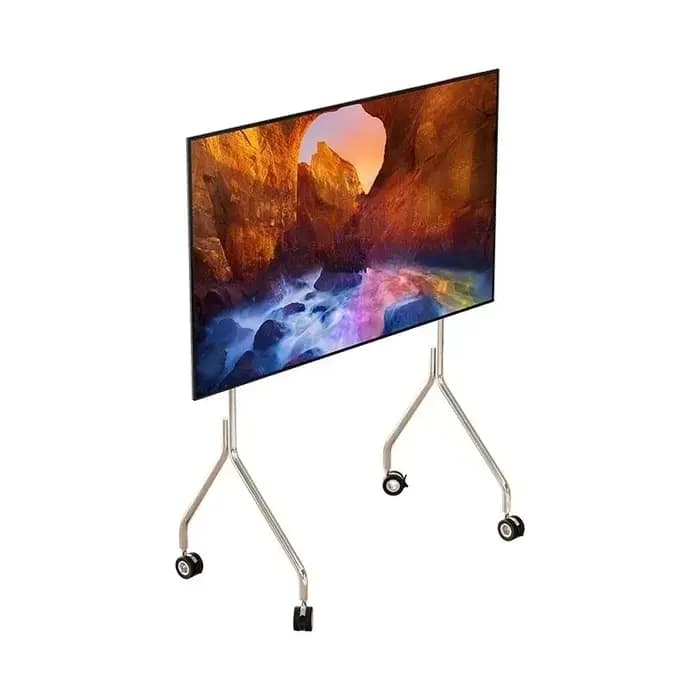 Meuble TV sur roulettes en acier inoxydable