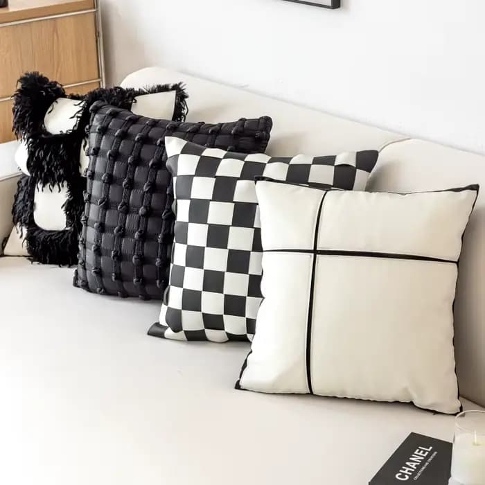 Housse de coussin à carreaux à bulles