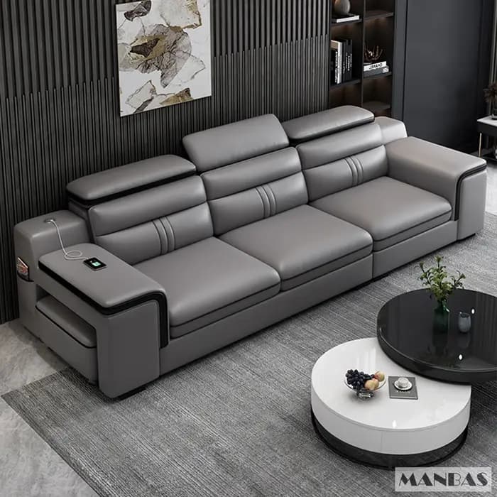 MINGDIBAO-Canapé sectionnel en cuir avec porte-gobelet, USB, repose-sauna réglable, haut-parleur Blu