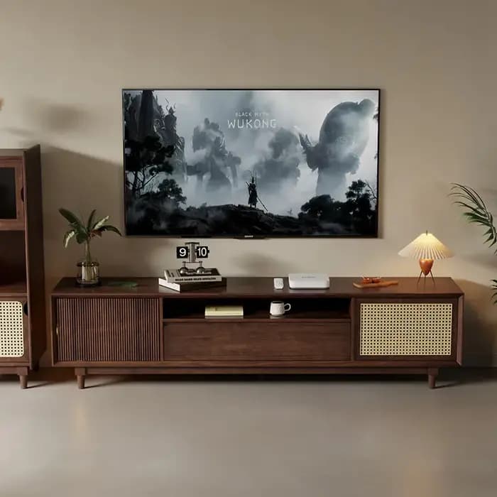 Porte Vintage longue meuble Tv décoration marron salon