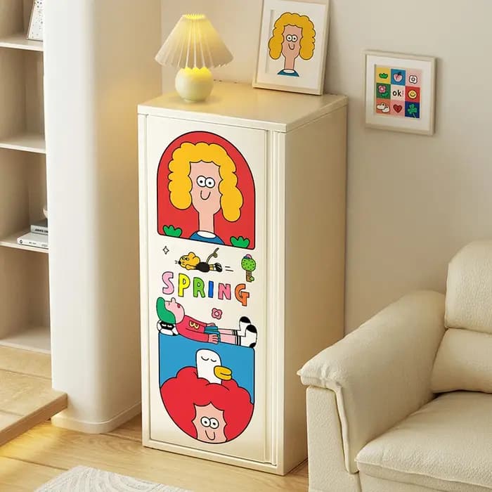 Meubles de salon modernes : Vitrine créative et élégante de style crème